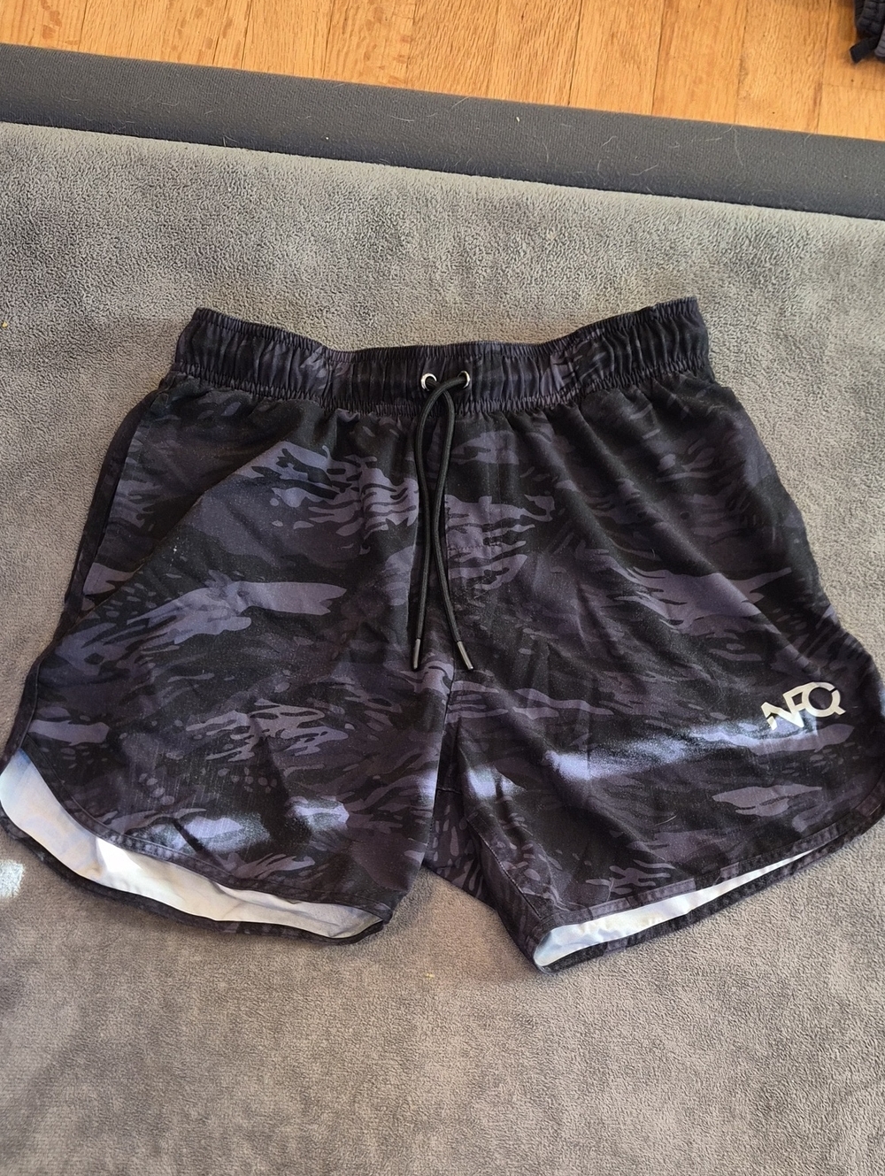 Men's Black Camo Athletic Shorts with Drawstring Waist